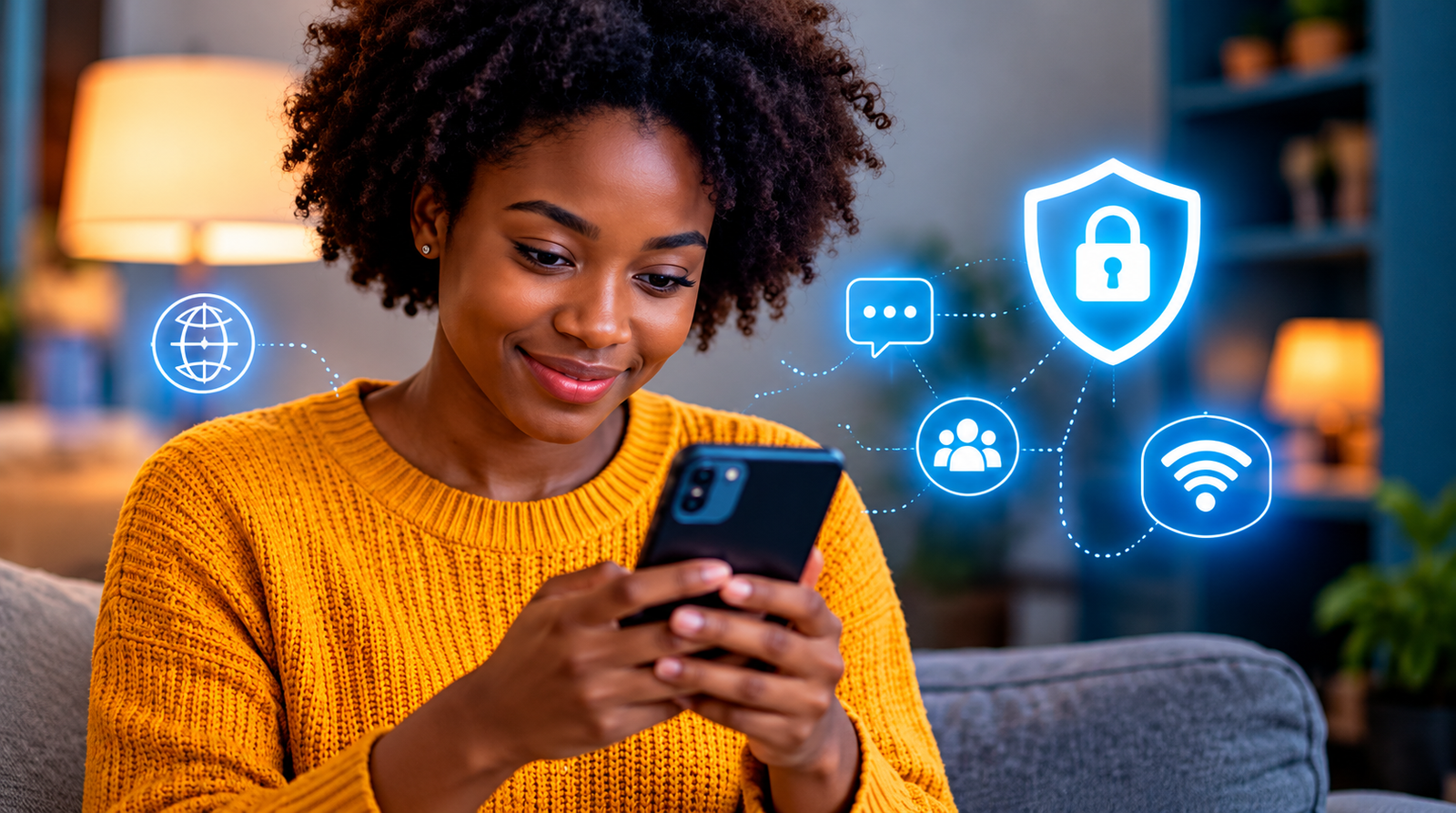 Person chatting safely on a smartphone